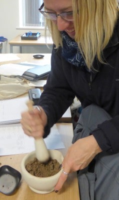 Grinding up soil samples